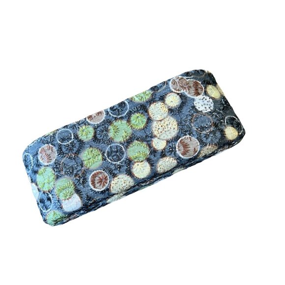 Vintage Embroidered Circles Dots Retro Glasses Case - Picture 1 of 7